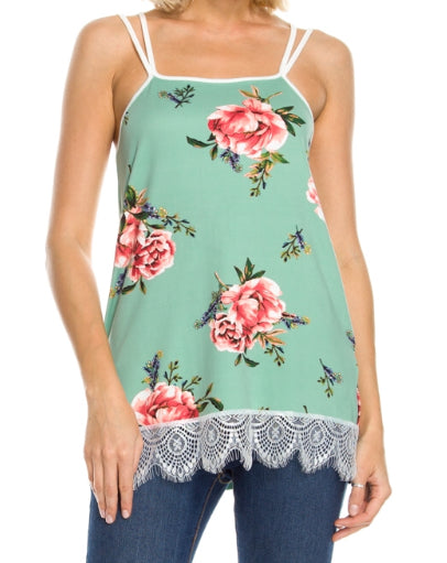 Mint floral tank