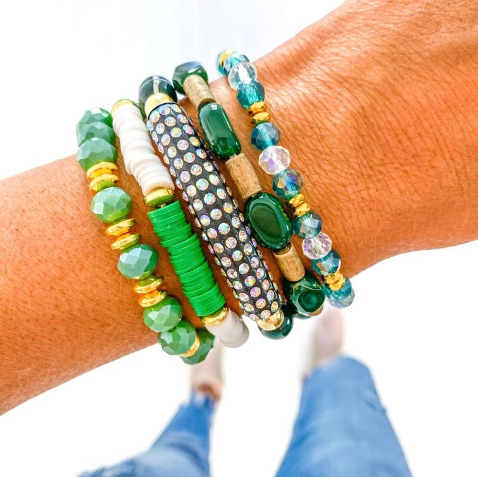 Jade green bracelet stack