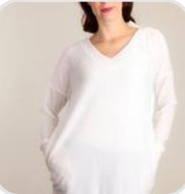 Ivory pocketed tunic with choker neck