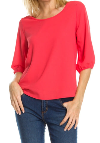 Coral 3/4 sleeve top