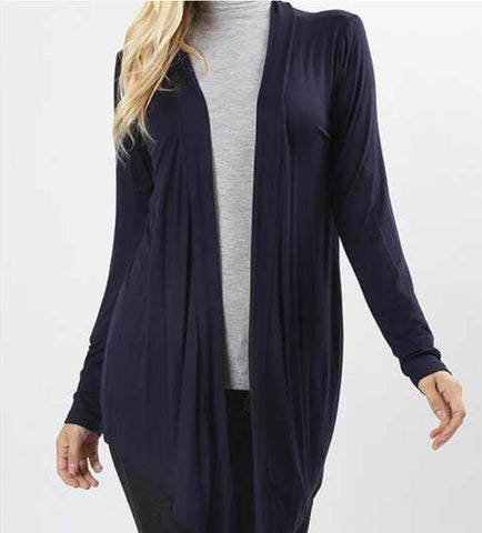 Drapery open front cardigan navy