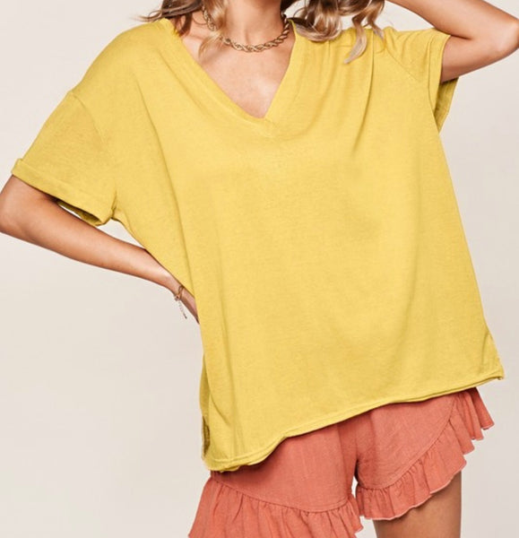 Jersey knit v-neck casual top