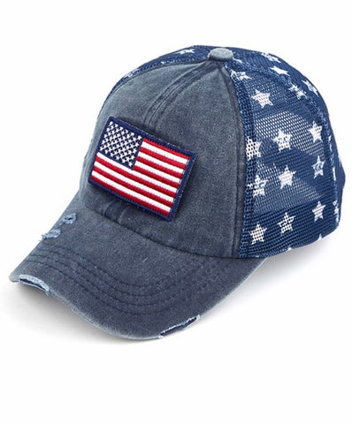 C.C. American flag trucker hat