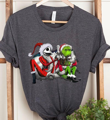 Jack Skellinton and grinch Christmas T-shirt