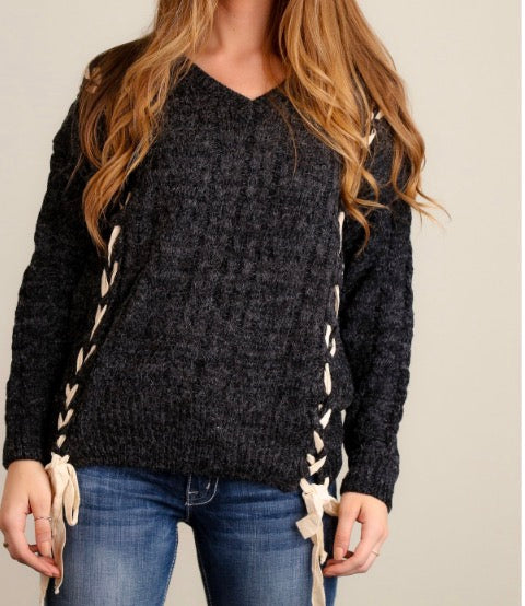 Black cable tie sweater