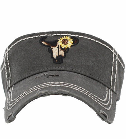 Leopard Steer skull sun visor