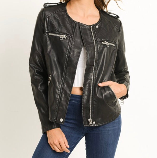 Black faux leather jacket