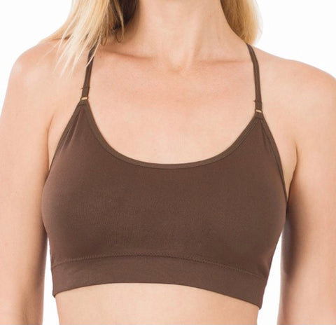 Bralette padded cross back brown