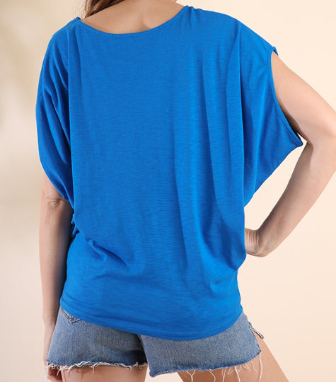 Blue Short sleeve dolman top