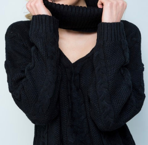 Black keyhole turtle neck sweater