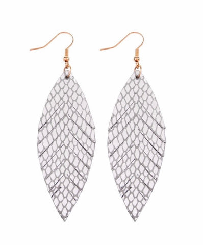 Fringed marquise leather earrings