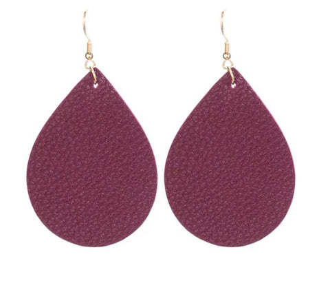 Earrings leather teardrop