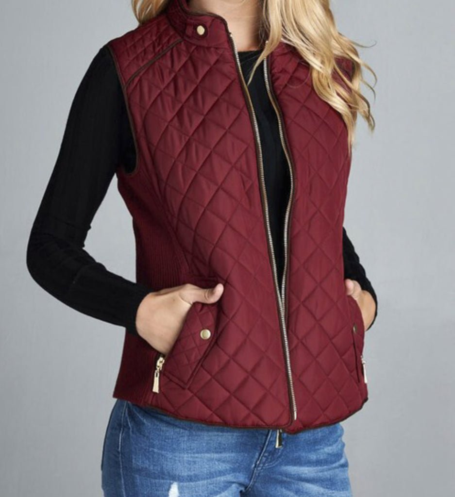 Quilted vest burgundy