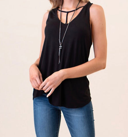 Black Y-Strap neck tank top