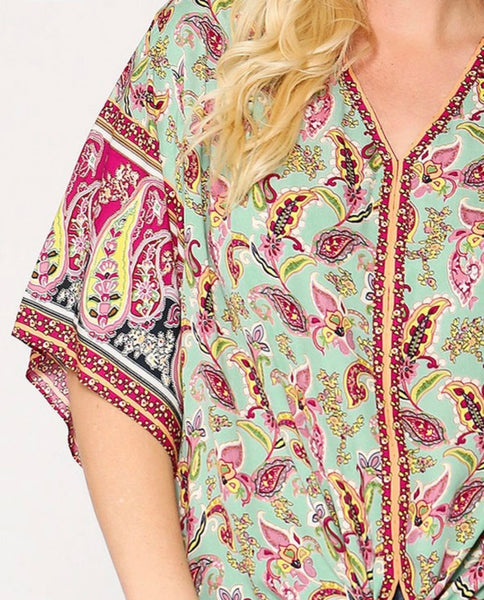 Plus size Mint paisley print top