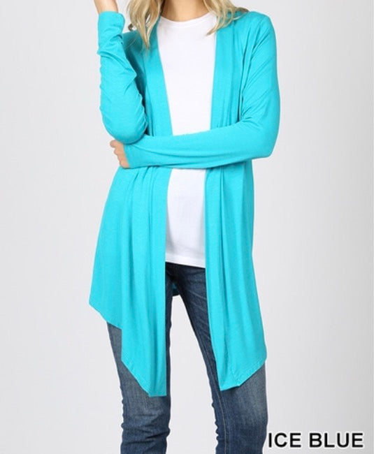 Plus drapery open front cardigan