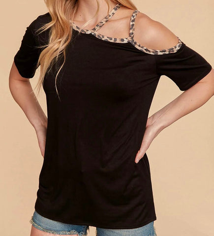 Black strappy one shoulder top