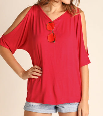 Cutout sleeve top strawberry