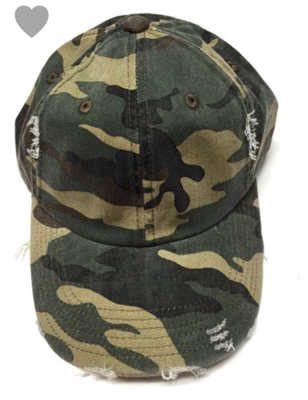 Distressed camo hat