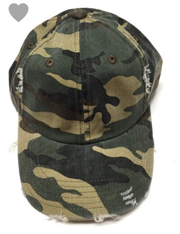 Distressed camo hat