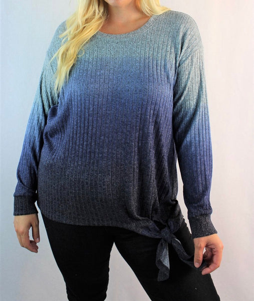 Plus blue ombré ribbed top