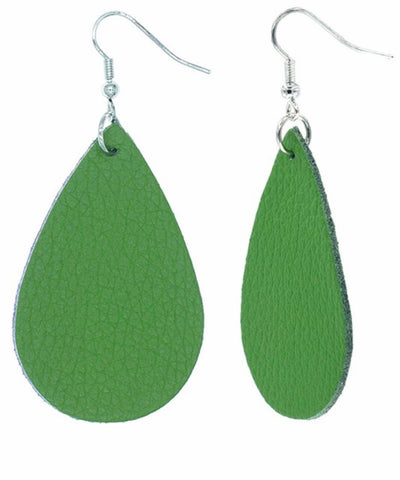 Green leather earrings