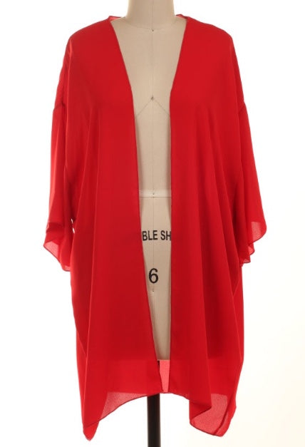 Plus size red kimono