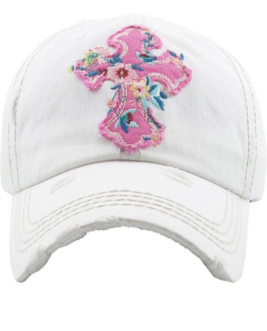 Floral cross hat