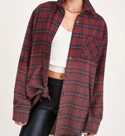 Chocolate plaid flannel top