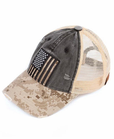 C.C. US flag ponytail hat