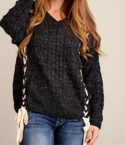 Black cable tie sweater