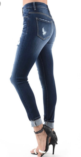 Kancan button fly ankle skinny jeans