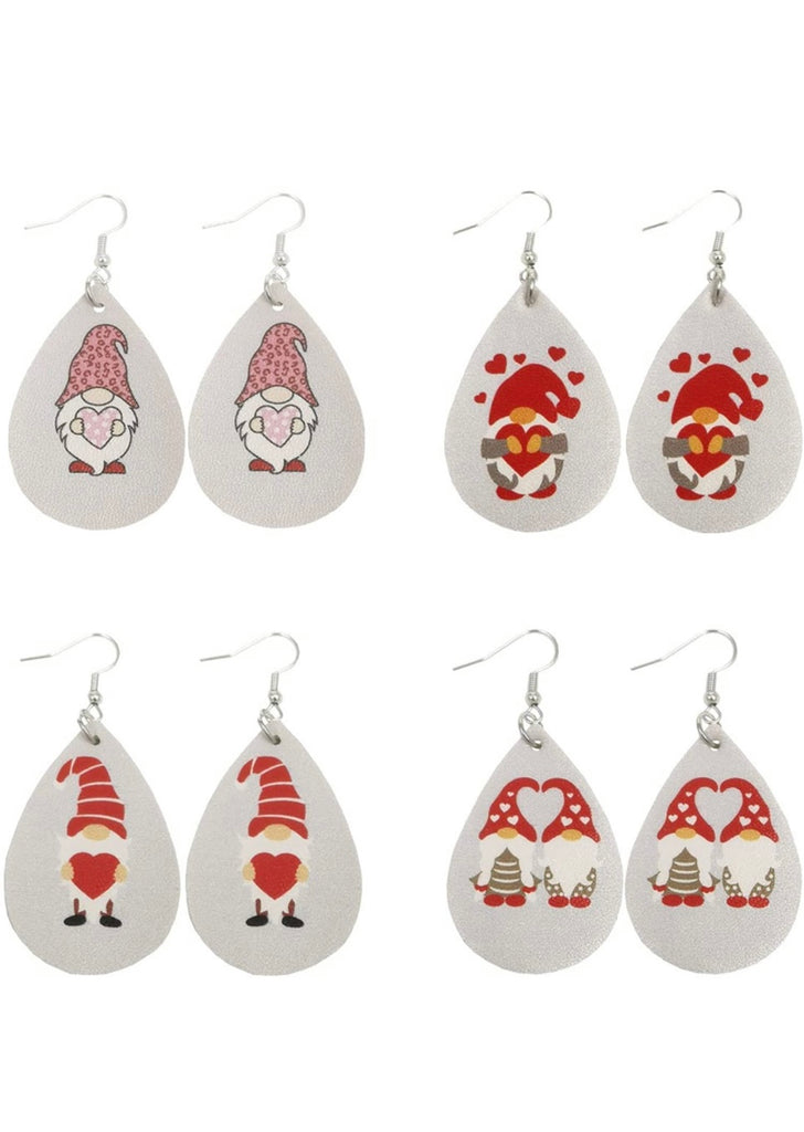 White Valentine gnome earrings