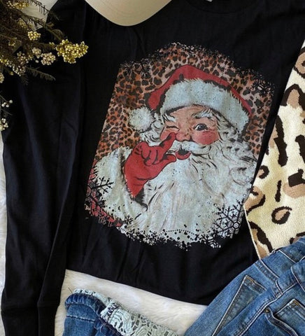 Twinkle nose Santa long sleeve tee