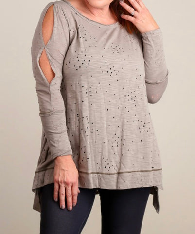 Plus taupe cutout top