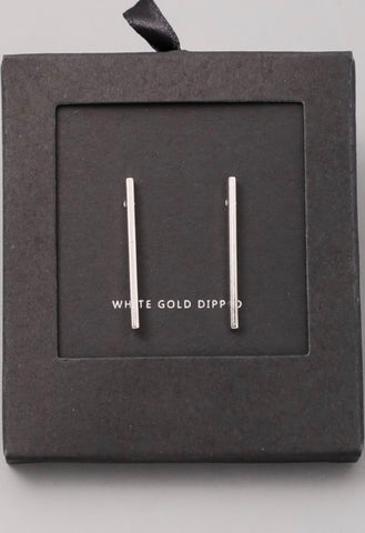 Earrings white gold long bar