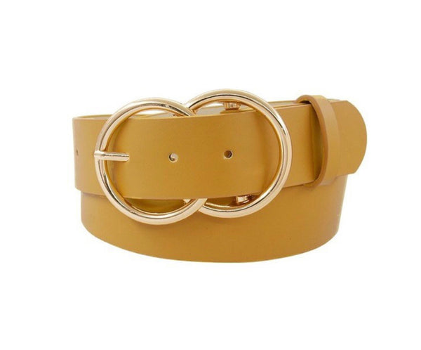 Belt faux leather double O ring loop