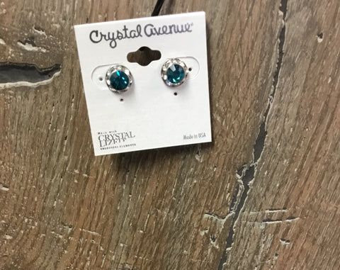 Earrings small crystal gem blue zircon