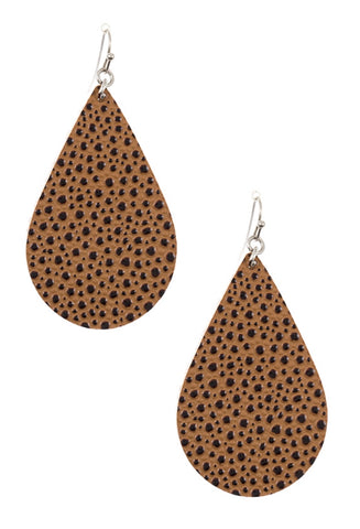 Earrings leather teardrop