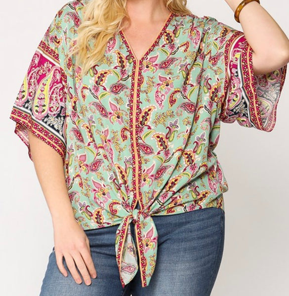 Plus size Mint paisley print top