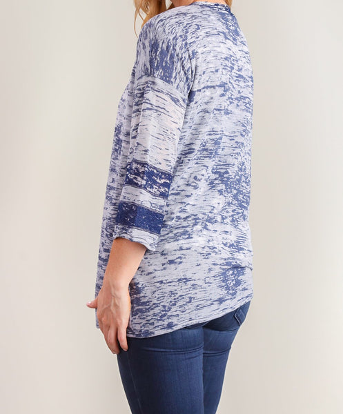 Blue burnout 3/4 sleeve top