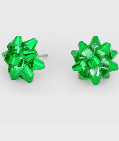 Earrings green Christmas bows