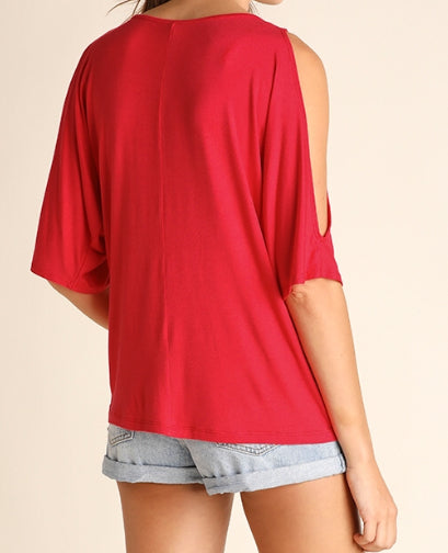 Cutout sleeve top strawberry