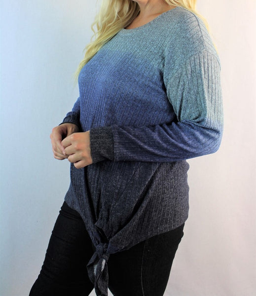 Plus blue ombré ribbed top