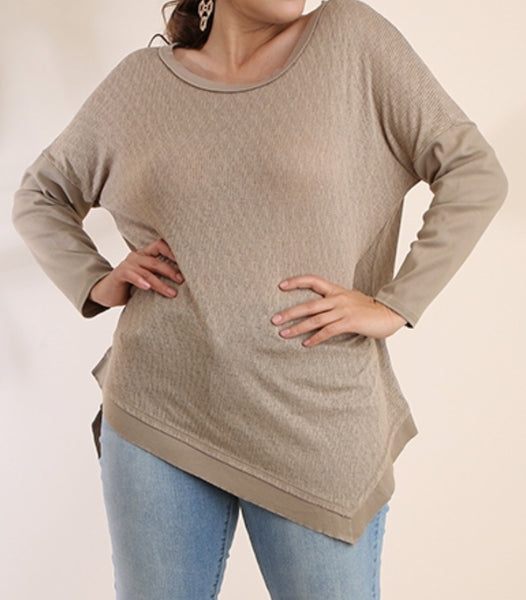 Plus size long sleeve mocha top