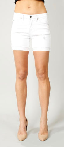 White denim shorts