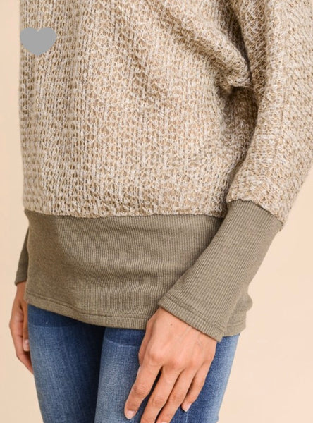 Khaki/moss knit top