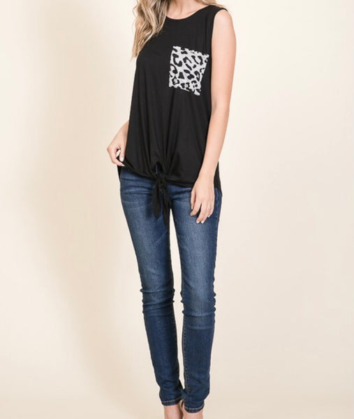 Black pocket tank top