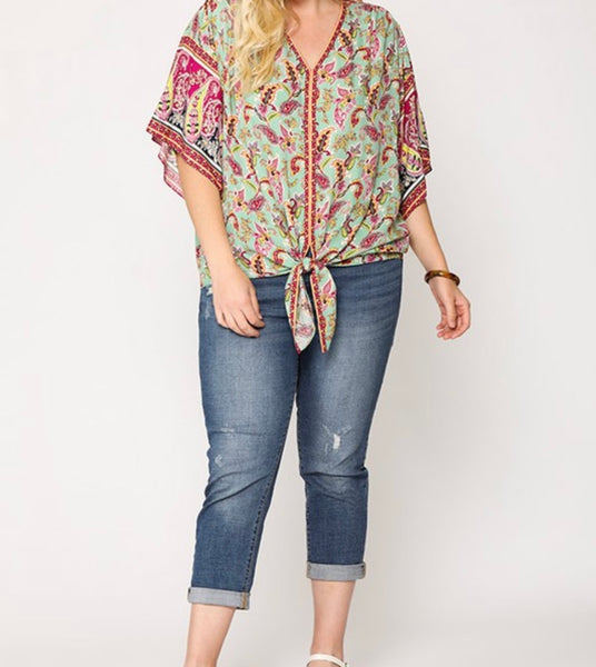 Plus size Mint paisley print top