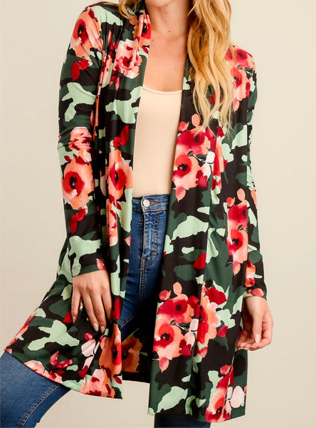 Camo/floral cardigan